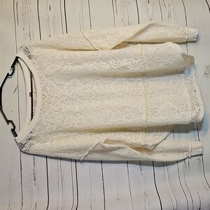 Free People Ivory Lace Knit‎ Pullover Sweater Top, Bohemian Chic, Relaxed